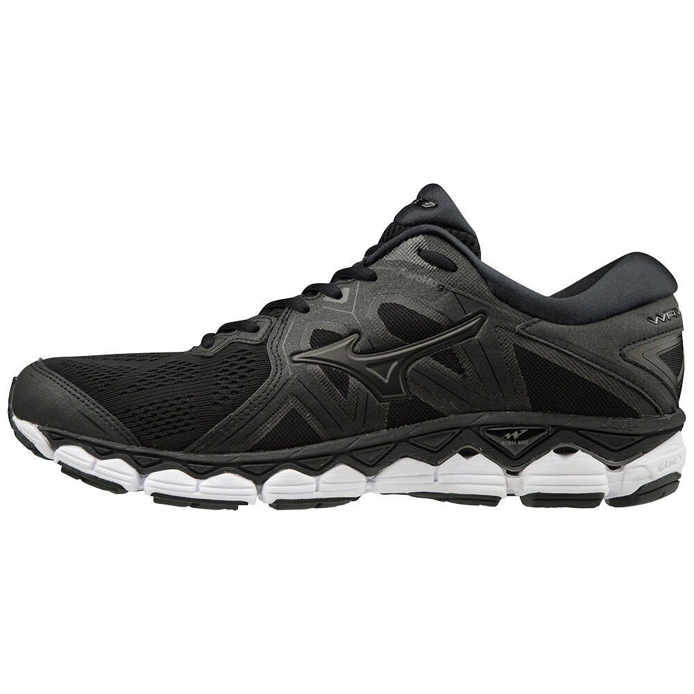 Mens Mizuno WAVE SKY 2 Running Shoes Black/Grey Philippines (LAYGVP850)